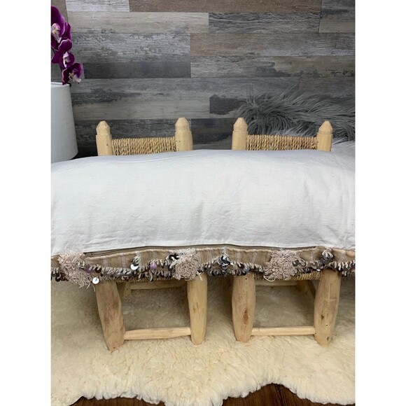 Vintage Moroccan Handira Pillow, Berber Wedding Blanket Cushion 03YS00896 - Picture 7 of 10